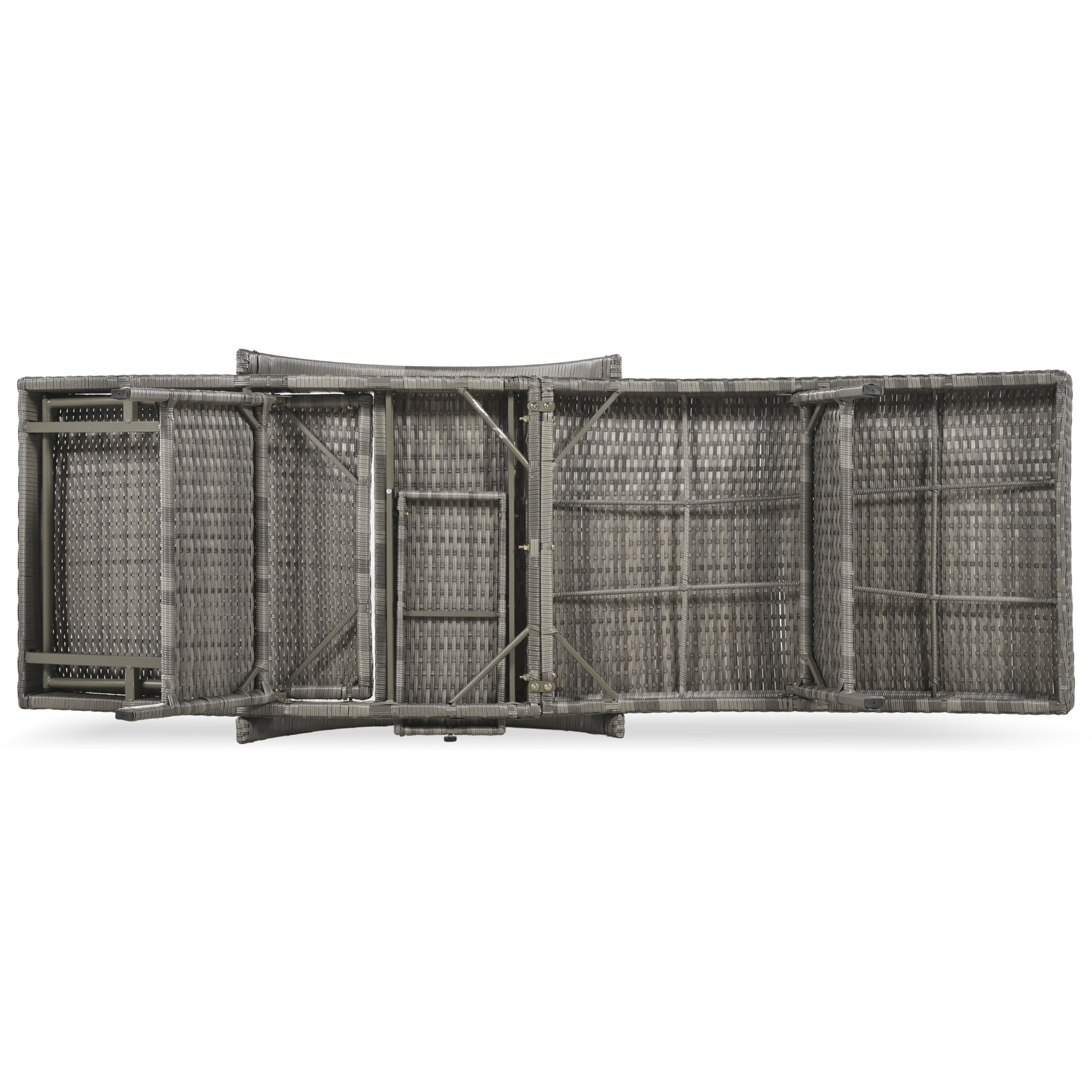 K&K 80'' Outdoor Wicker Chaise Lounge Chairs Set Of 2, Patio Rattan Reclining Chair Pull Out Side Table Adjustable Backrest Ergonomic Wave Design Pool Sunbathing Recliners, Grey No Lounge Grey Seats