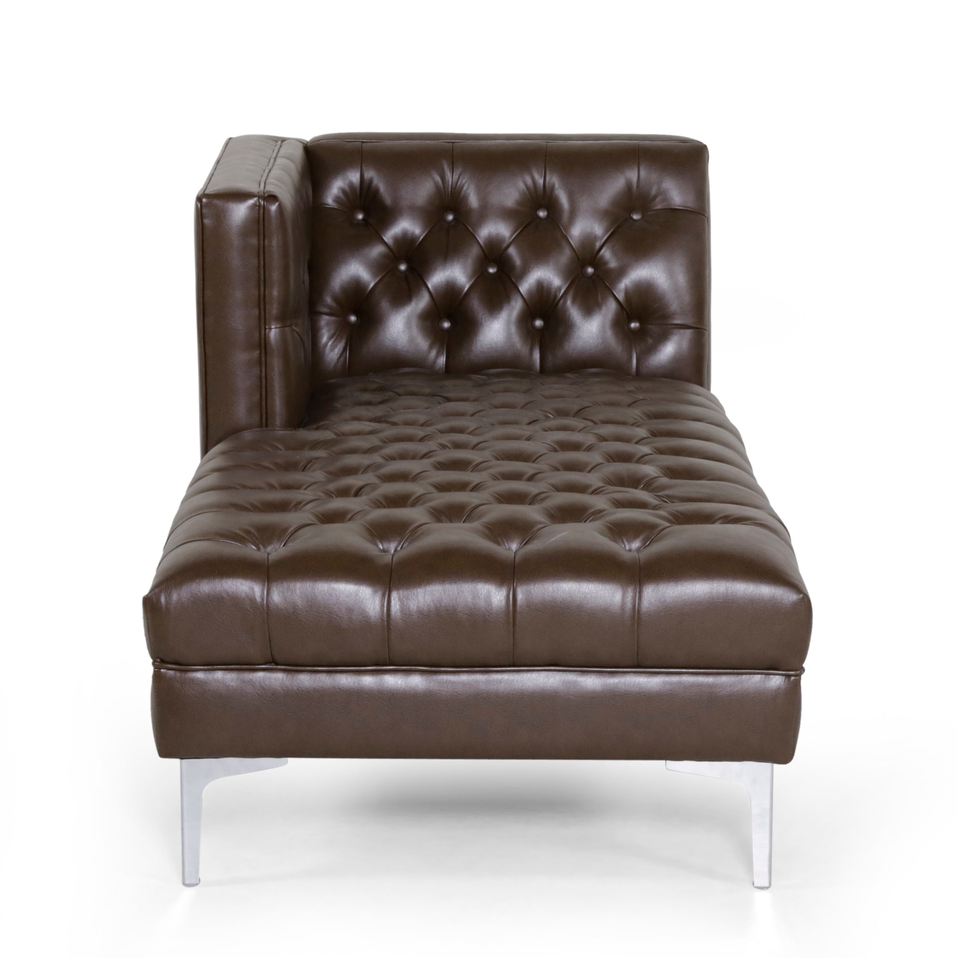 Chaise Lounge Dark Brown Pu Leather