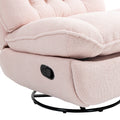 360 Swivel Recliner Adjustable Chair Chenille Glider Swivel Reclining Sofa Chair With Black Metal Round Base Pink Pink Foam Upholstered