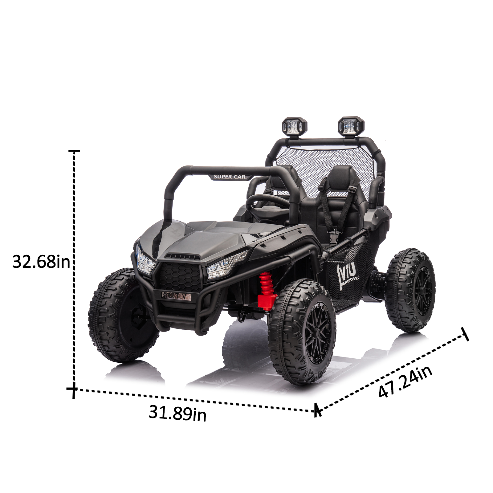 24V Two Seater Kids Ride On Utv W Parents Control,400W Super Power,Four Wheel Suspension,Led Light With Rear Searchlight,Bluetooth,Mp3,Music,Rear Storage Space,Speeds 3.73 4.97Mph For Kids Aged 3 . Black 50 99 Lbs Polypropylene