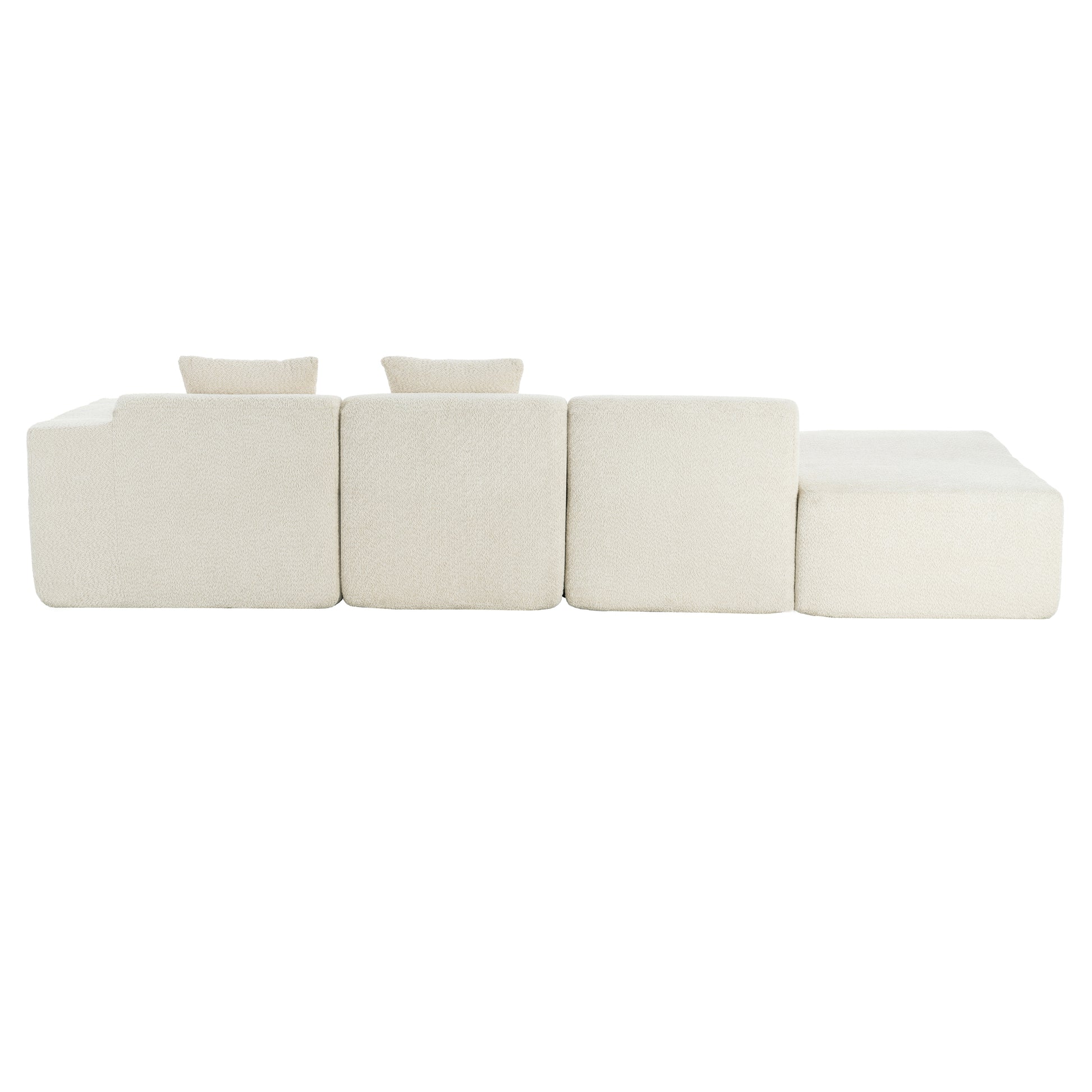 116.5" Sectional Sofa Full Compressed Sofa Couch Free Combined Sofa For Living Room, Beige Beige Foam Polyester 4 Seat