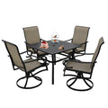 5 Piece Patio Dining Furniture Set, 4 Swivel Textilene Chairs & Table W 1.57