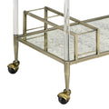 Cirro Antique Mirror & Wire Brass Finish Serving Cart Antique Brass White Glass Metal