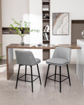 Counter Height Swivel Bar Stools Set Of 2, 360 Swivel Upholstered Barstools With Back And Metal Legs, 25.6