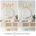 Modern Crystal Bathroom Vanity Light, 3 Light Golden Wall Sconce With Clear Glass Shade, Elegant Wall Mount Lighting For Bathroom, Powder Room, Or Vanity Mirror No Bulbs Golden Crystal Iron