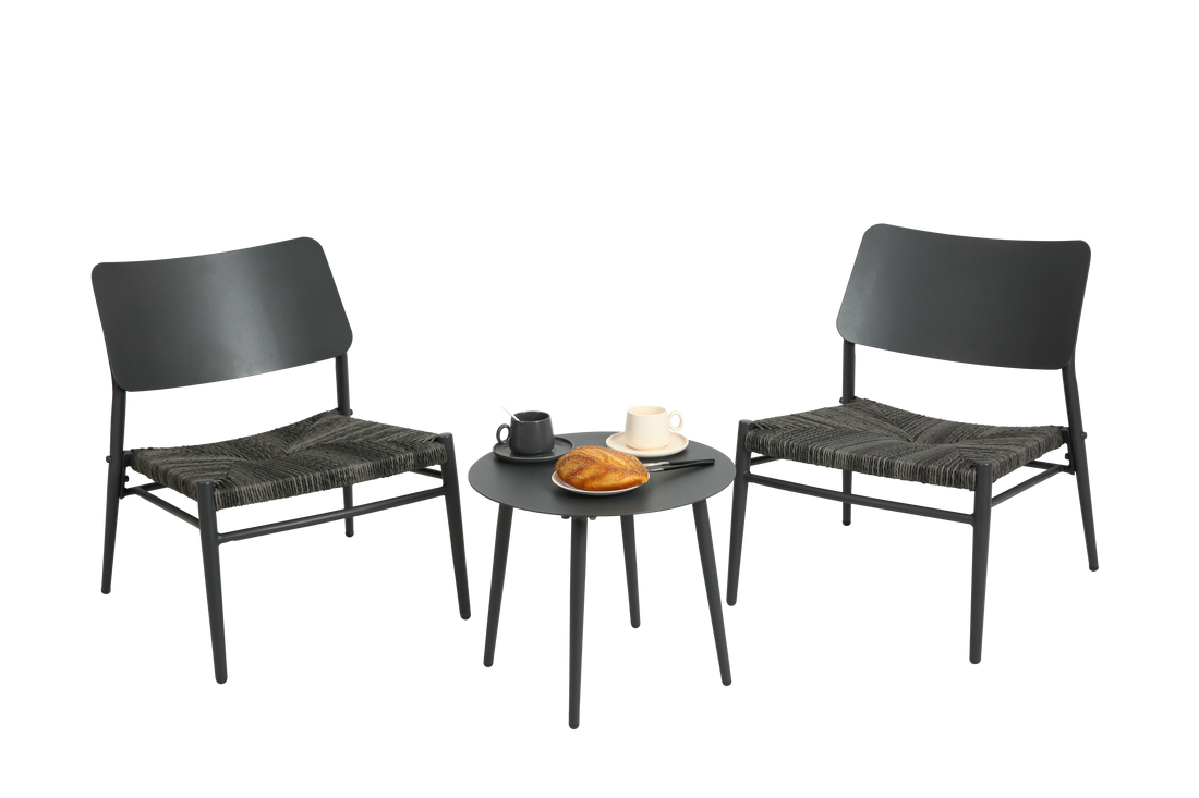 Aluminium 3 Piece Patio Set Bistro Table And Chairs Setbackyard, Garden, Living Room, Light Gray Grey Steel