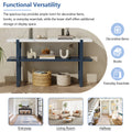 Retro Elegant Console Table With Marble Effect Top And Versatile Storage Solutions For Entryway And Living Room Navy Navy Solid Wood Mdf