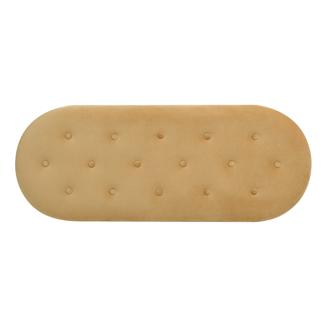 Melinda 48.5" Oval Tufted Bullion Fringe Storage Bench, Gold Velvet Yellow Foam Velvet