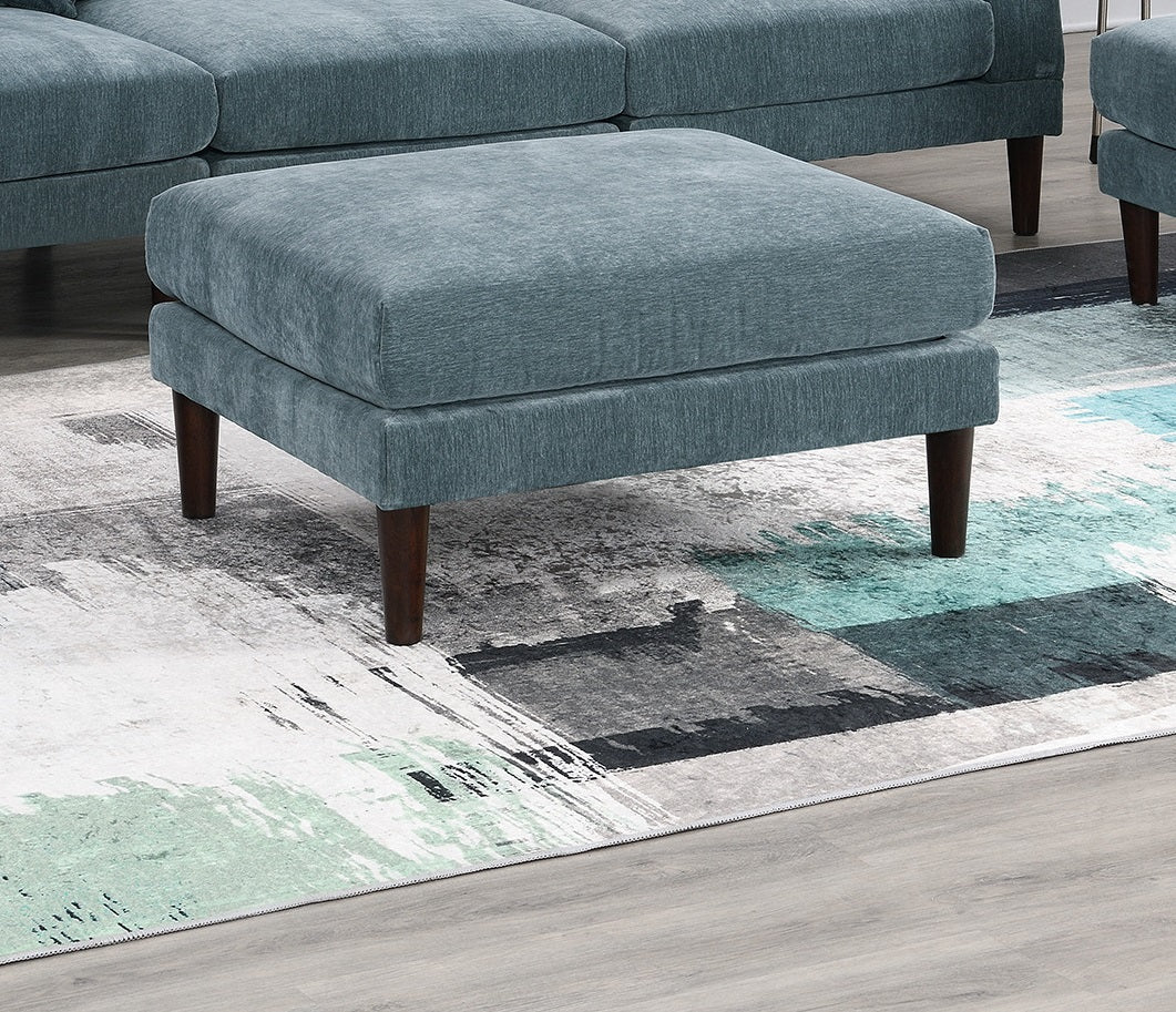 Beautiful Mineral Color Ottoman Morgan Fabric 1Pc Ottoman Soft Cushion Wood Legs Living Room Furniture Grayish Wood Primary Living Space Classic,Contemporary,Modern Rectangle Fabric