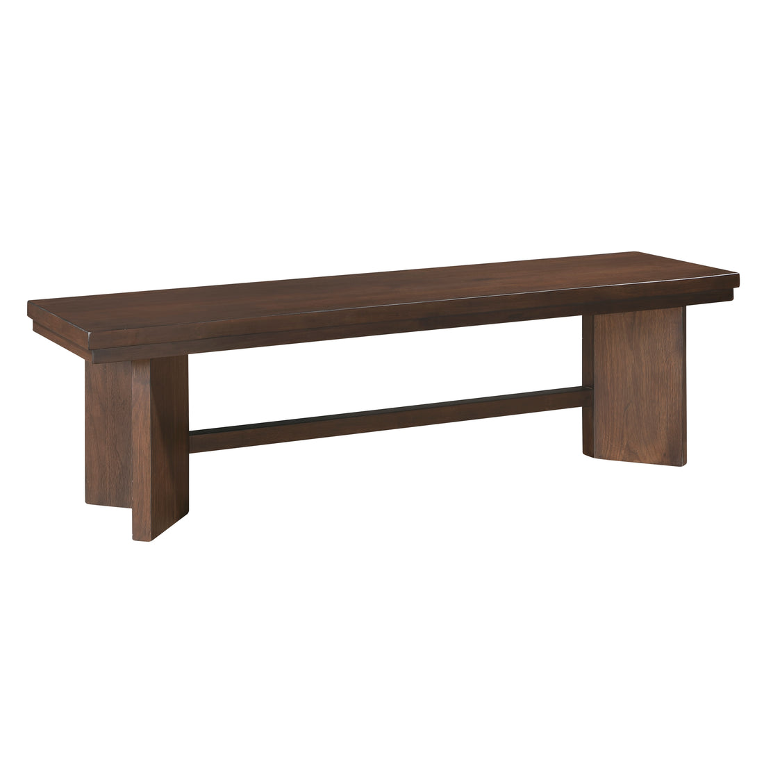 Walnut Finish Wood Bench 1Pc V Angled Design Base Dining Bench Modern Furniture Walnut Dining Room Wood