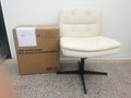 Large Size Armless Home Office Desk Chair Vanity Chair No Wheels Wood Beige Primary Living Space Foam American Design,Casual,Contemporary,Minimalist,Modern Handle Office Chairs Solid Back Foam Adjustable Height Leather