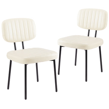 Dining Chairsupholstered Mid Century Modern Kitchen Dining Room Accent Chairs With Faux Leather Cushion Seat & Metal Legs For Kitchen, Living Room White Set Of 2 White Abs Rubber Steel Q235