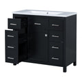 36 Inch Modern Bathroom Vanity Cabinet With Multifunctional Storage Space 5 Drawers And 1 Door Black Bathroom Solid Wood Mdf Resin