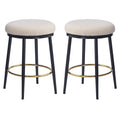 24.75'' Modern Counter Stools Set Of 2,White Counter Stools With Iron Frame,Sponge Cushion,Footrest,Suitable For Kitchen Bedroom Dining Room. Metal White Kitchen Round Modern Set Of 2 Fiber Foam