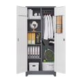 Metal Storage Cabinets, Cleaning Tool Cabinet With Locking Door, Tall Broom Tool Organizer And Storage, Large Storage Cabinet For Kitchen, Pantry, Office, Shop 3 4 Shelves Grey White Door Locks Modern Metal