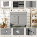 36'' Bathroom Vanity With Top Sink, Modern Bathroom Storage Cabinet With 2 Drawers And A Tip Out Drawer, Single Sink Bathroom Vanity Grey Bathroom Solid Wood Mdf Ceramic,Solid Wood Mdf