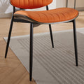 Dining Chairs Set Of 2 Mid Century Modern Retro Faux Leather Chair With Walnut Bentwood Back Upholstered Seat Metal Legs Adjustable Foot For Kitchen Dining Room Chairs Orange Pu Orange Dining Room Classic Set Of 2 Foam Pu Leather