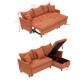 This 80 Inch Orange Corduroy L Shaped Sofa Comes With Two Small Throw Pillows That Can Be Converted Into A Sofa Bed For Storage Orange Corduroy 3 Seat