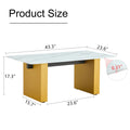 Modern Minimalist Tempered Glass With Sticker Desktop Coffee Table And Dining Table, Paired With Golden Mdf Decorative Columns. Computer Desk. Game Table. Ct 1546 Golden Mdf Glass
