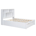 Full Size Platform Bed With Storage Headboard And 2 Drawers, White Box Spring Not Required Full White Wood Bedroom Bed Frame Solid Wood Mdf