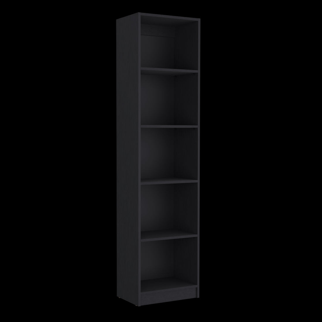 Zachary Black 5 Shelf Slim Bookcase 5 Black Standard Horizontal Primary Living Space Closed Back Wood Wood