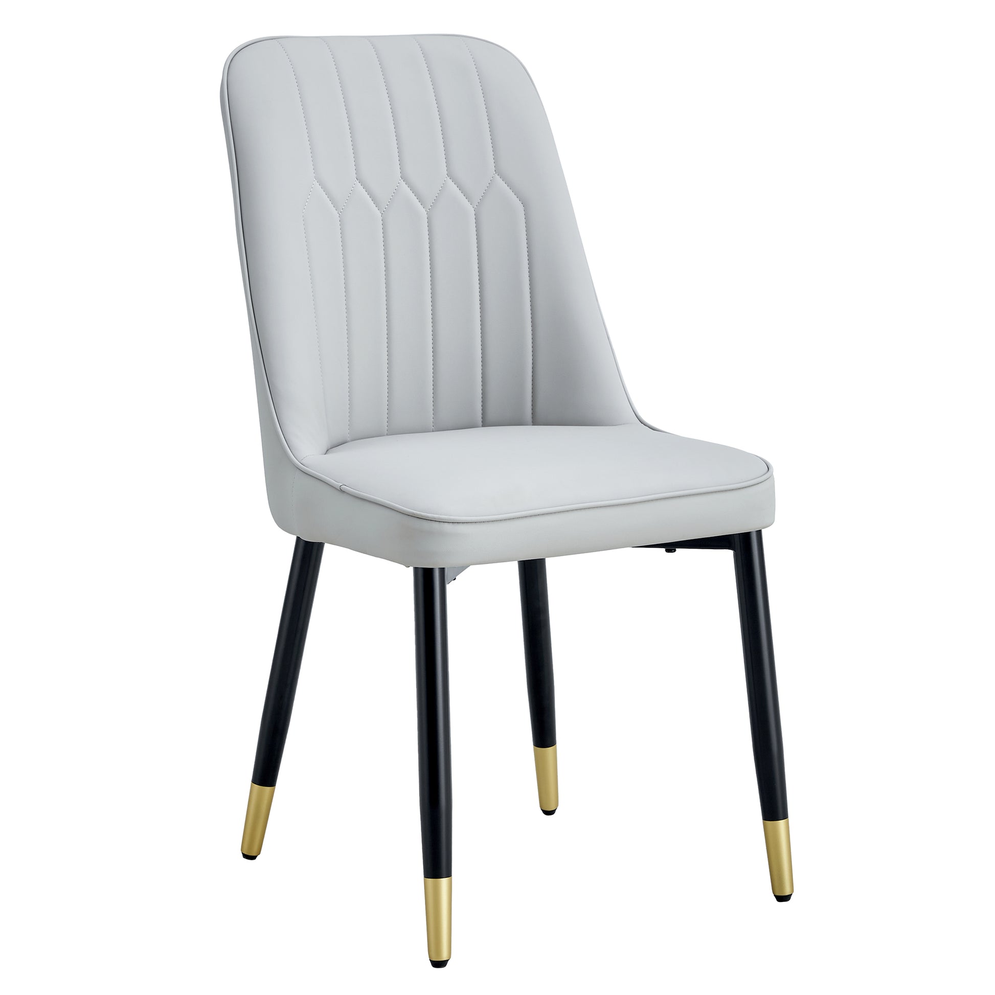 Table And Chair Set.The Table Has A Glass Top With Imitation Marble Pattern Stickers And Stainless Steel Golden Legs. Paried With Chairs With Pu Artificial Leather Backrest Cushions And Black Legs. Black Gold Seats 8 Glass Metal