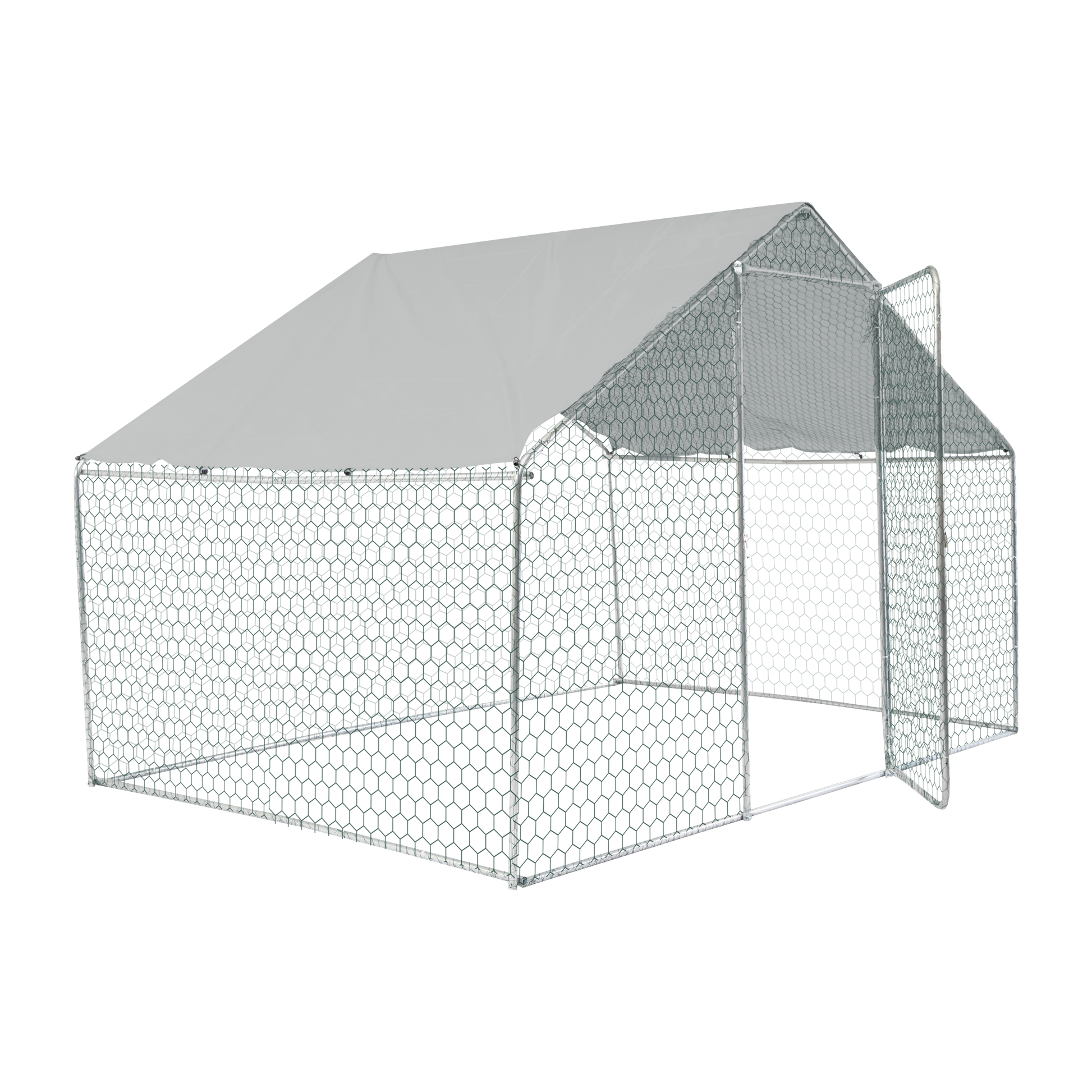 Xpt033 Outdoor Chicken Coop Metal Big Space 10*6*6Ft Silver Grey Metal