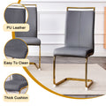 Table And Chair Set.Modern Rectangular Dining Table With Black Textured Stickers Glass Tabletop And Gold Plated Metal Legs.Paried With 6 Comfortable Chairs With Pu Seats And Golden Metal Legs. Dark Gray,Gold Seats 6 Glass Metal