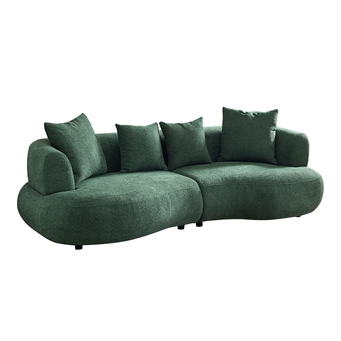 102.36 Inch Mid Century Modern Sectional Curved Sofa Couch, Comfy Sofa For Living Room,Upholstered 4 Seat Sofa Boucle Fabric Cream Style Couch For Apartment,Green Green Boucle 4 Seat