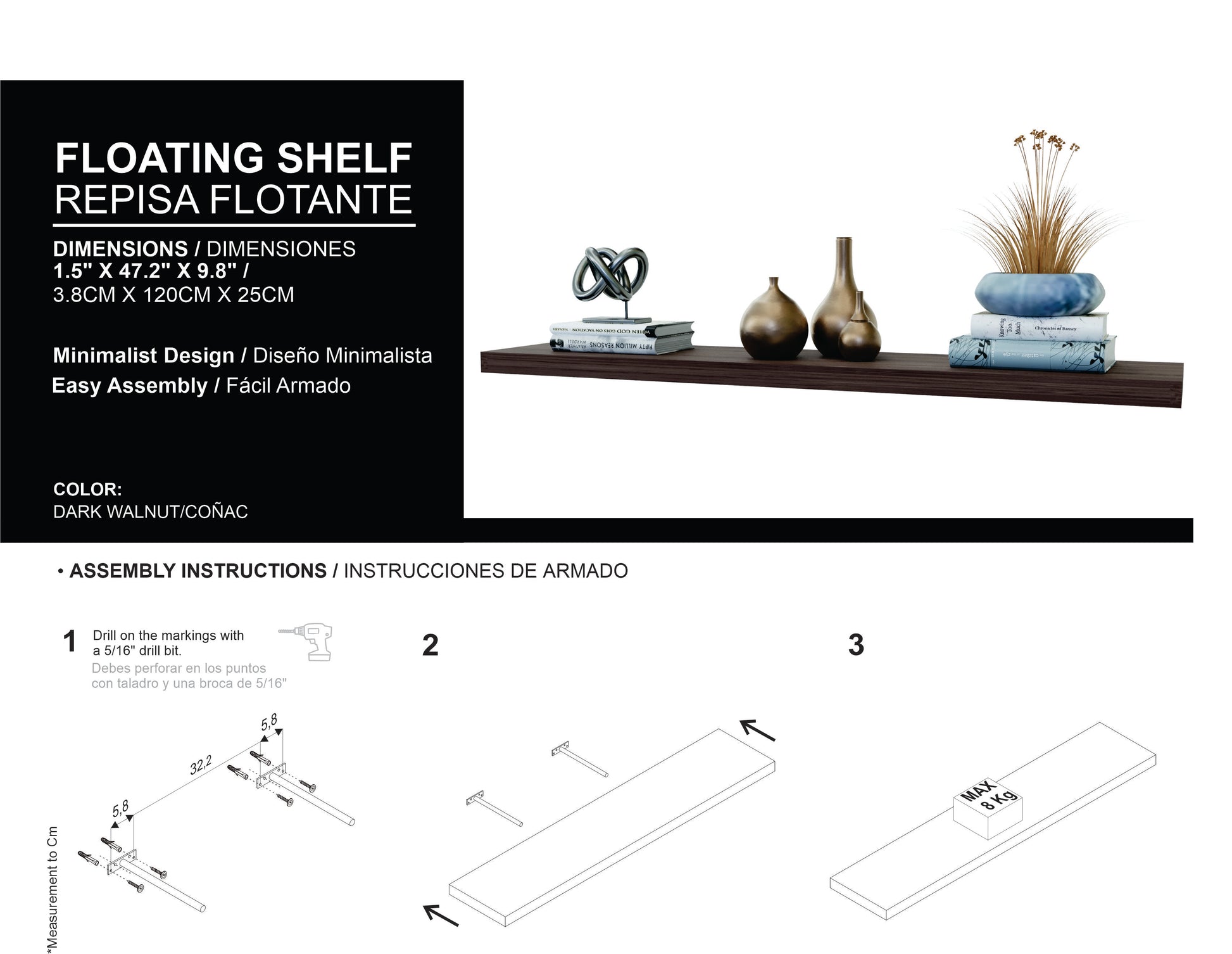 Greer Floating Shelf In Melamine X2,Cognac Cognac Minimalist,Modern Particle Board Melamine