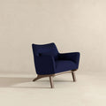 Brayden Mid Century Modern Dark Blue Boucle Armchair Dark Blue Boucle,Solid Wood