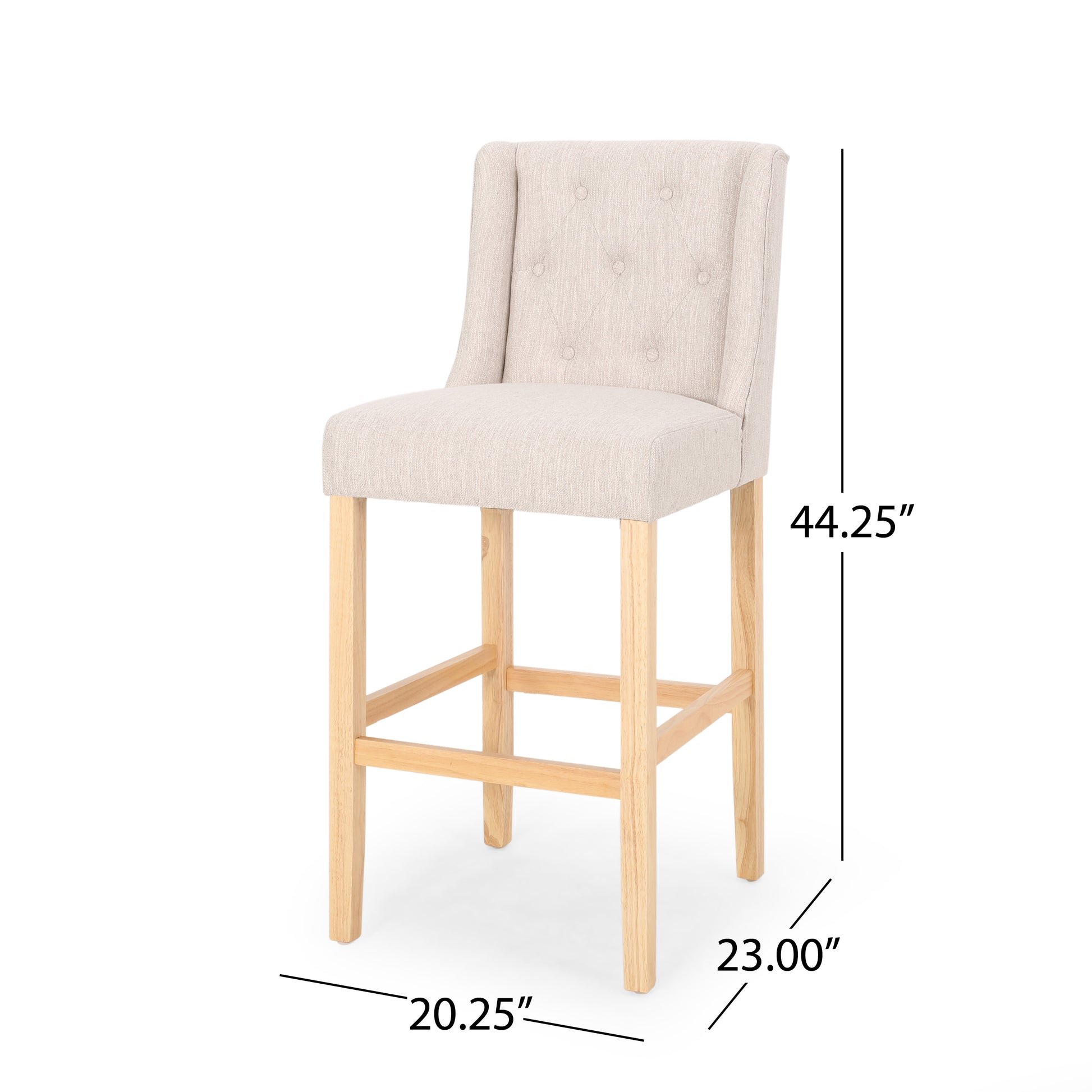 Vienna Contemporary Fabric Tufted Wingback 31 Inch Counter Stools, Set Of 2, Beige And Natural Beige Fabric