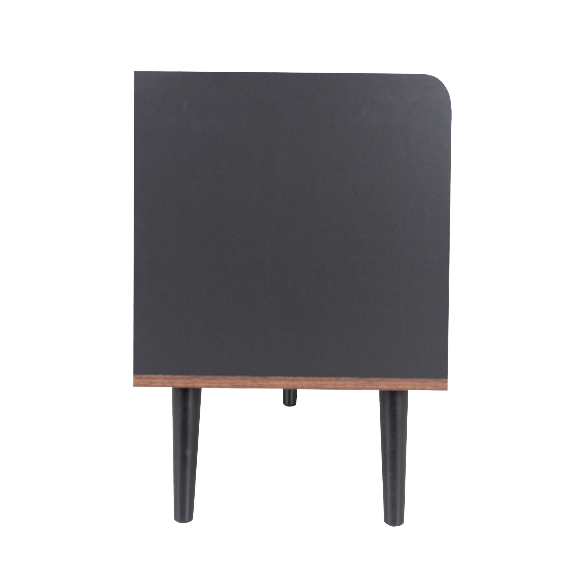 63'' Mid Century Tv Stand With 2 Cabinets& Open Compartments, Entertainment Center For Tvs Up To 70'', Television Console For Living Room, Bedroom, Home Theatre Dark Coffee Black Primary Living