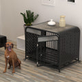 Heavy Duty Dog Crate Furniture Wooden Table Pet Dog Cage Kennel House Indoor Side End Table Decor With Removable Trays And Lockable Wheels For Small Dogs 33