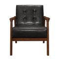 Accent Chair Button Tufted Dark Brown Upholstery Cushion Seat Mid Century Modern Furniture Solid Rubberwood Frame 1Pc Dark Brown Primary Living Space Mid Century Modern Solid Wood