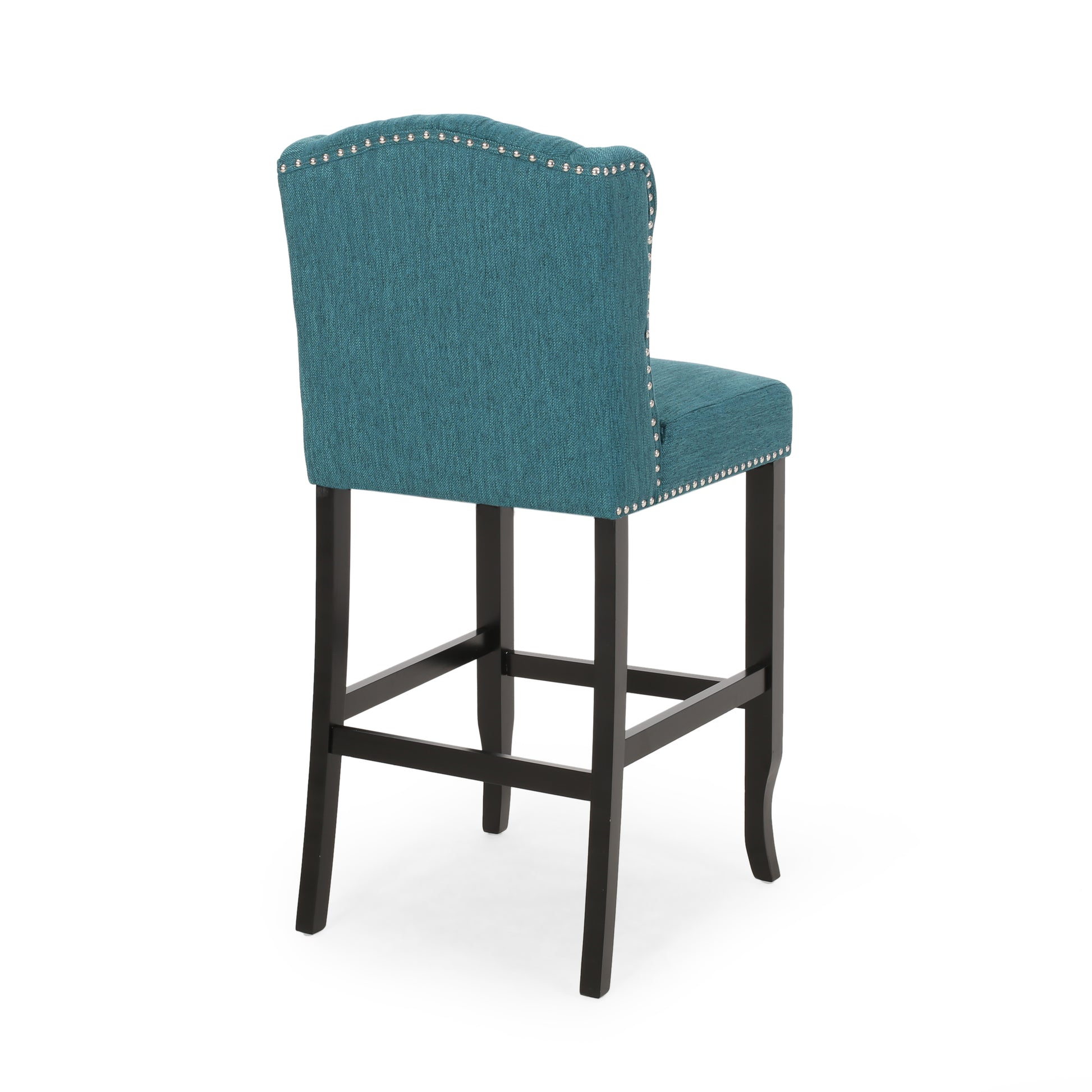 Vienna Contemporary Fabric Tufted Wingback 31 Inch Counter Stools, Set Of 2, Teal And Dark Brown Teal Fabric