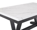 1Pc Transitional Modern Formal Dining Table White Faux Marble Rectangular Table Top Trestle Base Black Finish Legs Wooden Dining Room Furniture White Dining Room Contemporary,Farmhouse,Transitional Artificial Marble Trestle