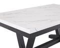 6Pc Dining Set Contemporary Style White Faux Marble Rectangular Table Top Dove Gray Upholstery Chairs Tufted Bench Black Finish Wooden Solid Wood Dining Room Furniture Wood Wood Gray Seats 6 Wood Dining Room Contemporary,Modern,Transitional Trestle