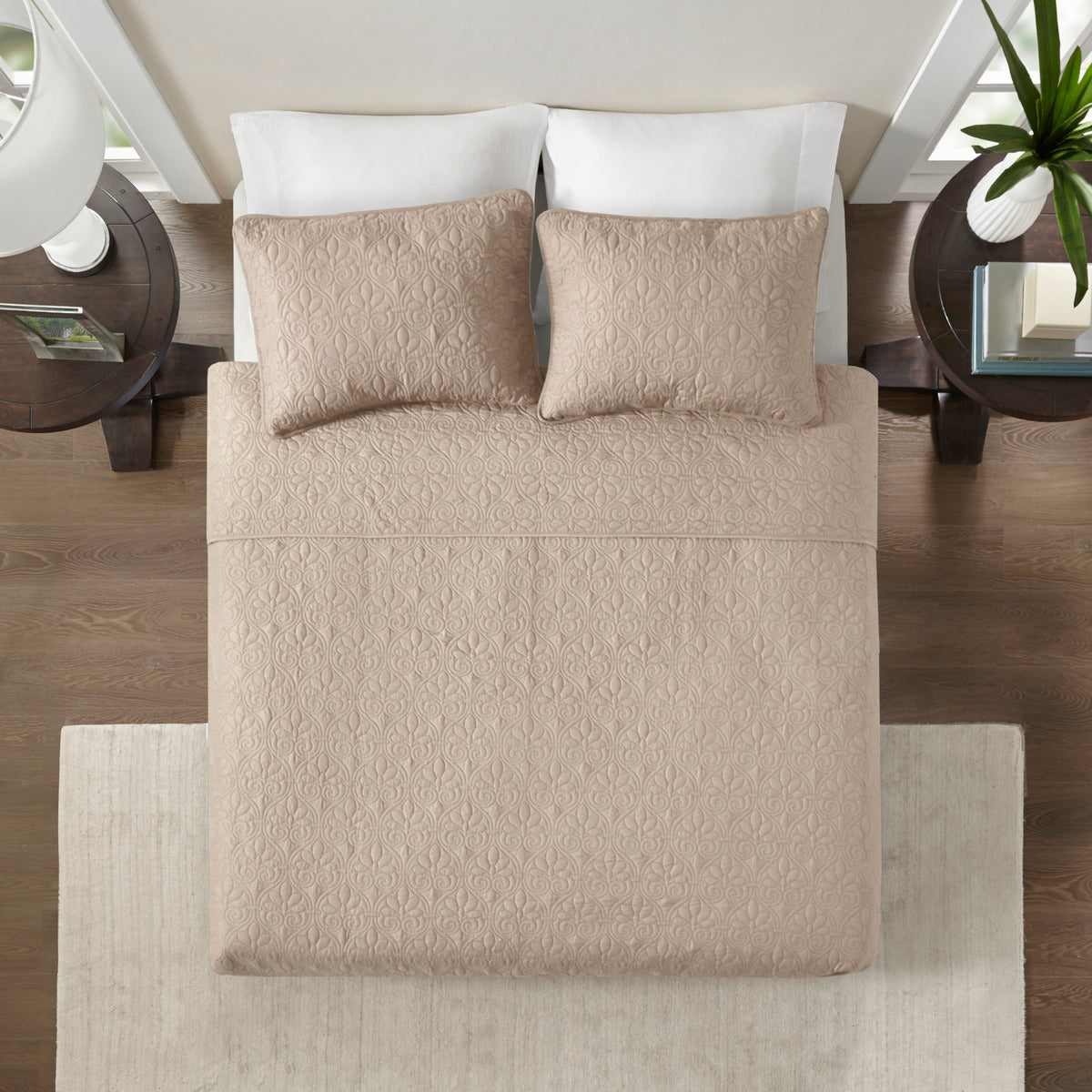 Reversible Quilt Set Khaki Full Queen Khaki Cotton
