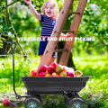 Garden Dump Cart With Steel Frame, Heavy Duty Outdoor Wagon With 10 Inch Pneumatic Rubber Tires, 660Lbs Max Capacity, Black Black Polypropylene