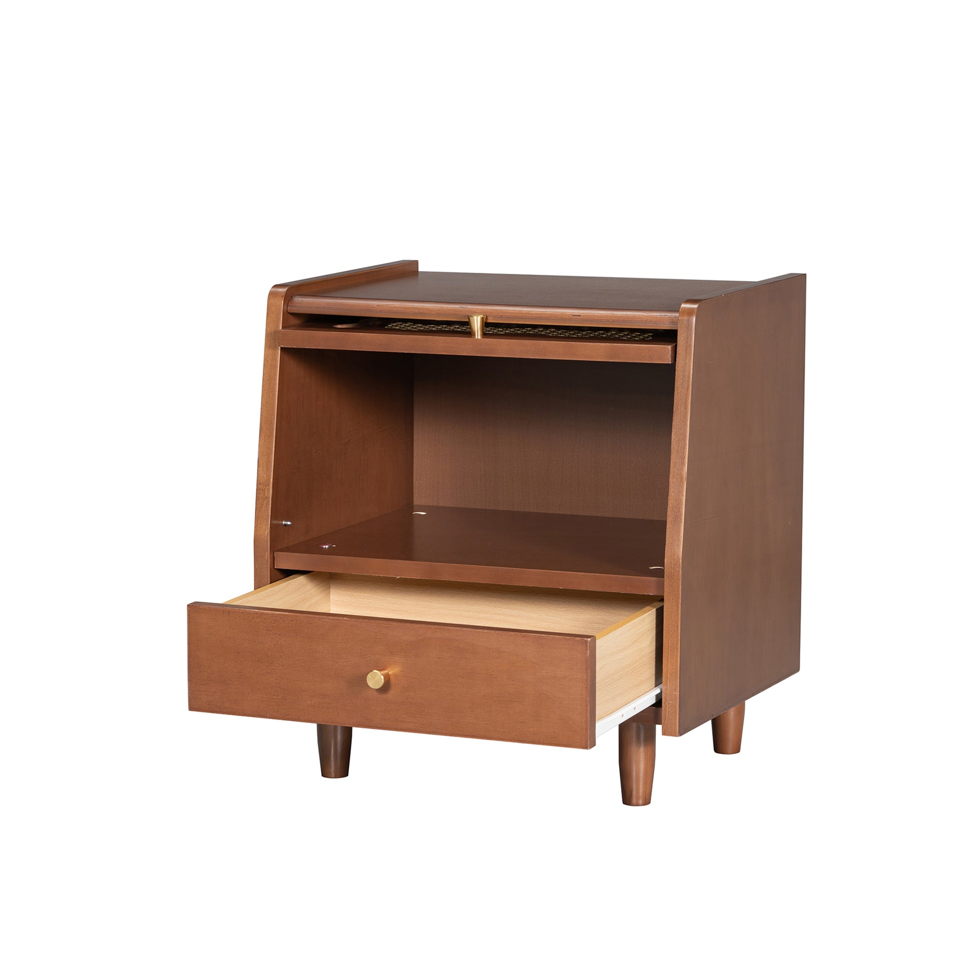 3 Pieces Bedroom Set With Full Size Wooden Bed Frame, 1 Vintage Nightstand And 1 Makeup Vanity Set With Stool,Walnut Expected Arrival Time: 08.23 Full Walnut 3 Piece Set Wood