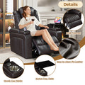 Pu Leather Power Recliner Home Theater Recliner With Power Adjustable Headrest, Wireless Charging Device, Usb Port, Storage Arms, Cup Holder And Swivel Tray Table For Living Room, Brown Brown Foam Pu Leather