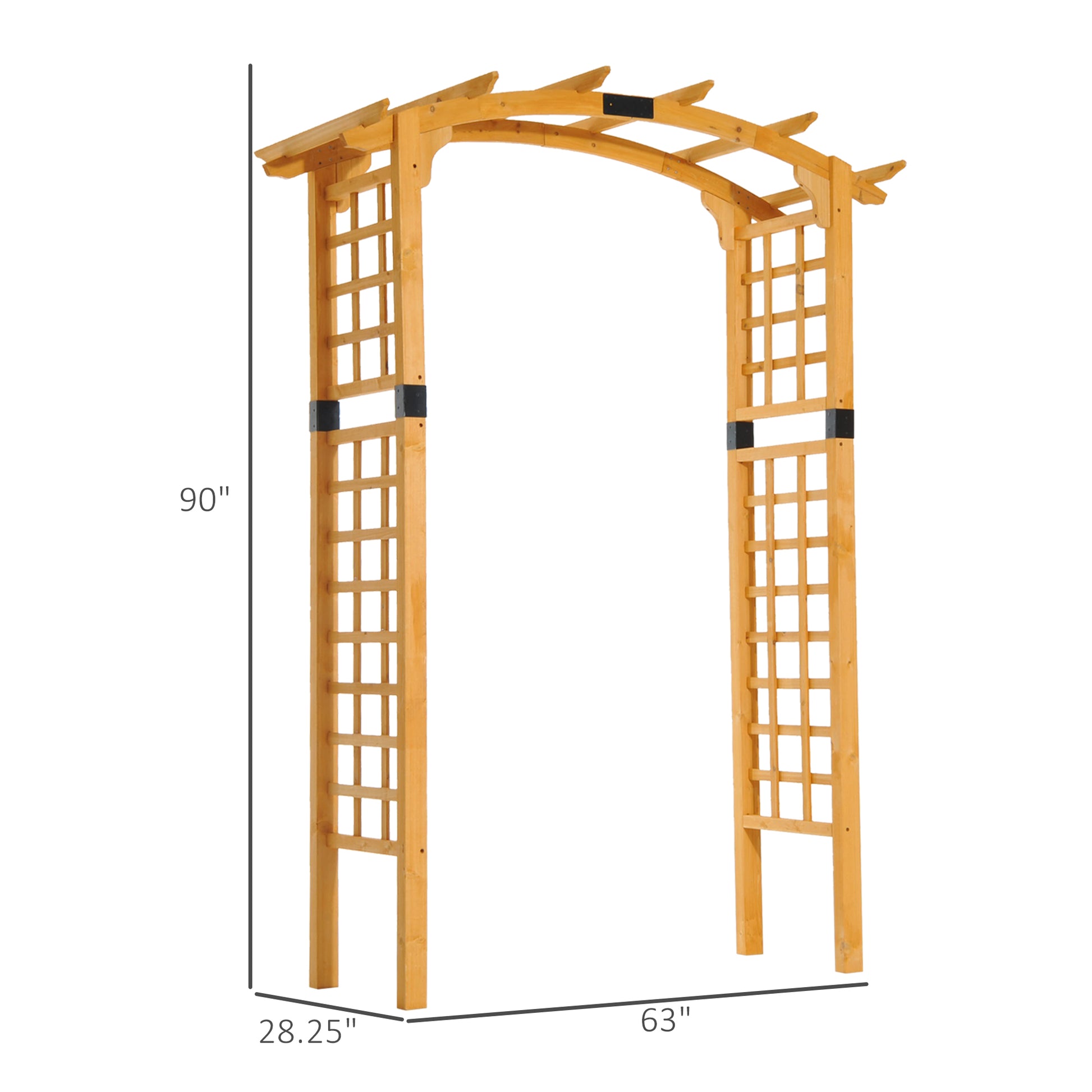 Outsunny 90In Wood Garden Arbor Arch With Trellis Wall For Climbing & Hanging Plants, Decor For Party, Weddings, Birthdays & Backyards Natural Wood