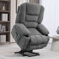 Homcom Power Lift Recliner Chair Sofa With Vibration Massage And Heat, Fabric Lift Chair For Elderly, Massage Recliner Chair With Remote Control, Side Pockets, Quick Assembly, Charcoal Gray Charcoal Grey Polyester