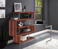 Buck Ii Clear Glass, Chrome High Gloss Finish Writing Desk With Shelf Walnut Synthetic Wood