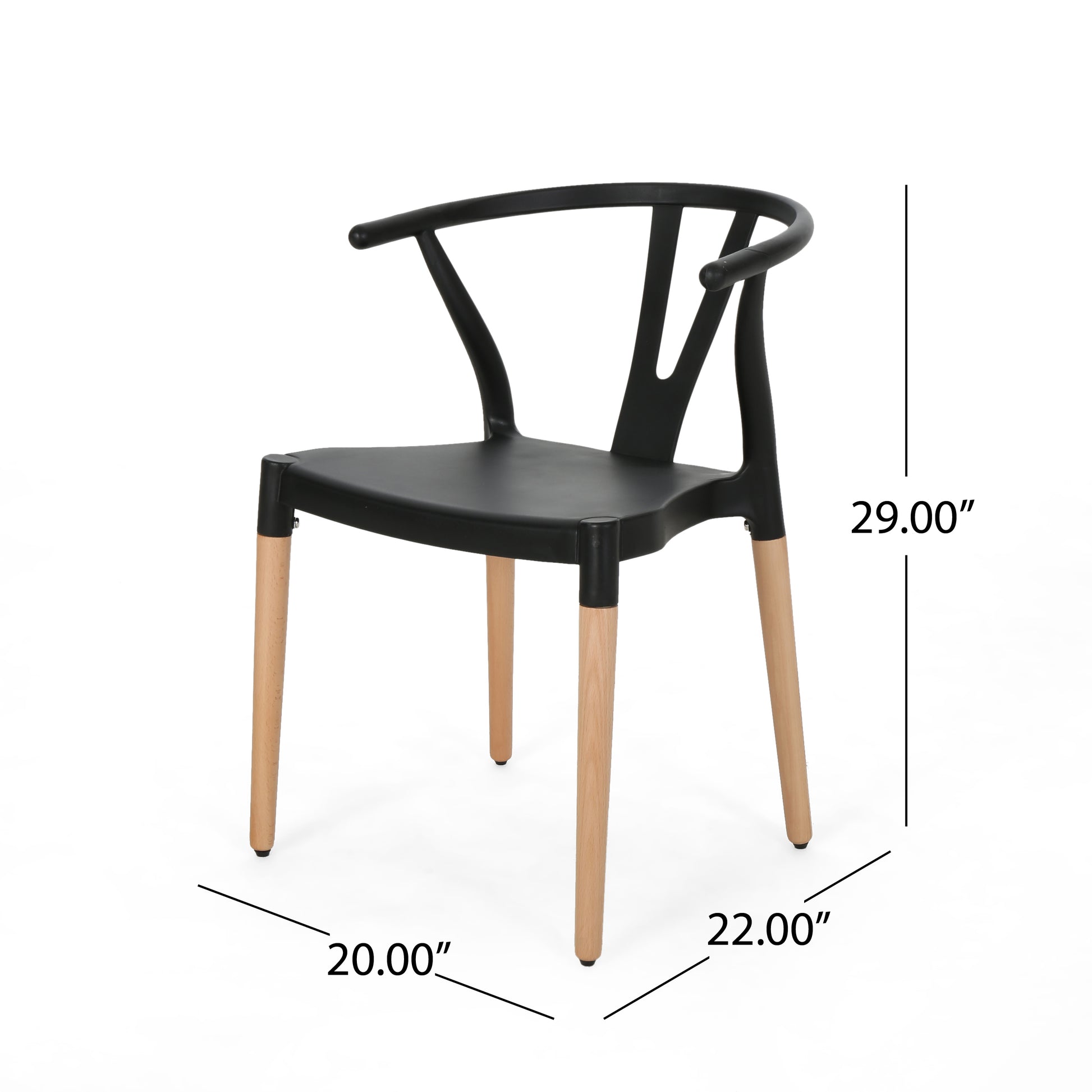 Plastic Dining Chair Set Of 2 Black Polypropylene