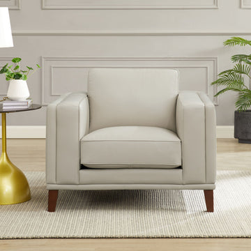 Lyon Leather Chair Beige Down Filling Genuine Leather