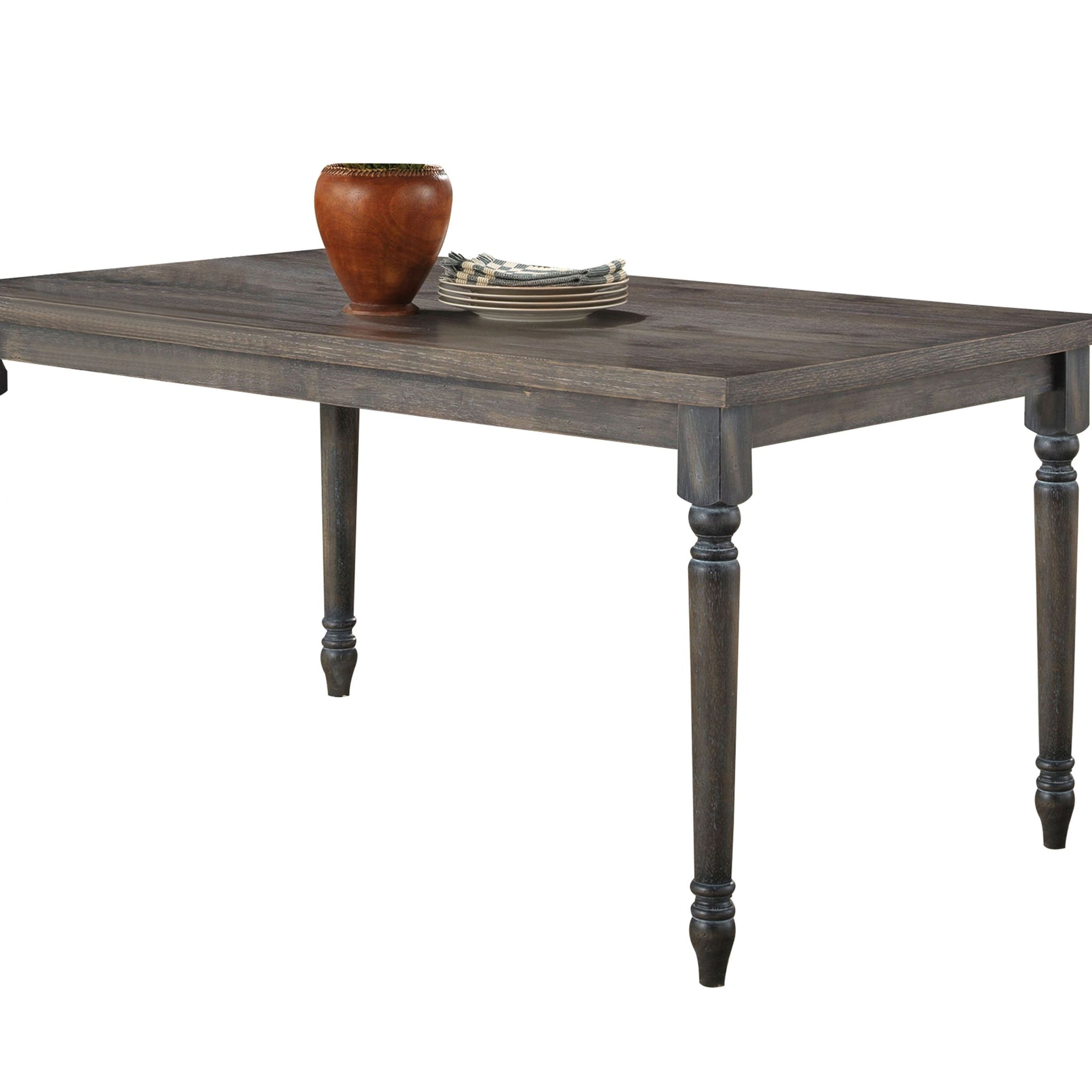 Weathered Grey Dining Table With Turned Leg Grey Seats 6 Dining Room Rustic Rectangular Mdf