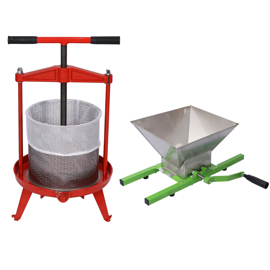 Fruit Wine Press And Crusher,100% Nature Apple&Grape&Berries Crusher Manual Juice Maker For Kitchen Green Steel