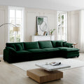 Corduroy Sofa Modern Upholstered 4 Seater With With 1 Footstool Corduroy Fabric Sofaoffice Living Room Apartment Comfort Sofa, Easy To Assemble With 2 Arm Pillows And 4 Throw Pillows Green Corduroy 4 Seat